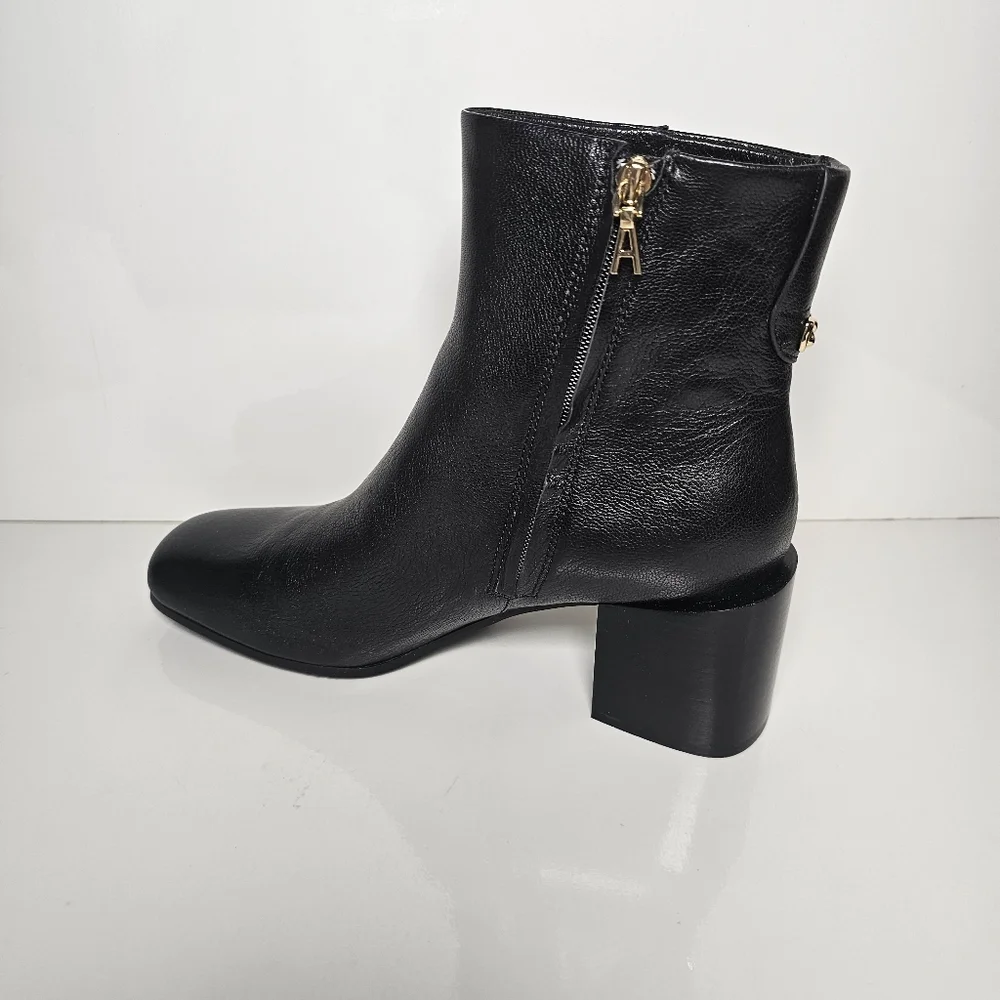 Aerosoles Ortona Black Leather Square Toe Bootie Size 10.5 NWT